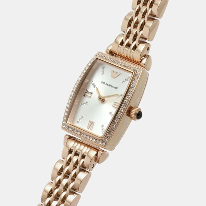 Emporio Armani Gianni T Bar Quartz Crystals White Dial Rose Gold Steel Strap Watch For Women - AR11406 - Image 9